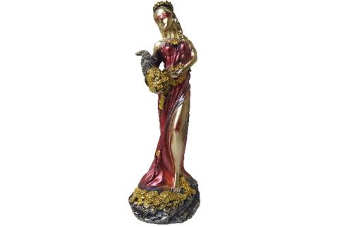 FIGURAS VARIAS | FIGURA DIOSA FORTUNA COLOR DORADO Y ROJO 23 CM RESINA