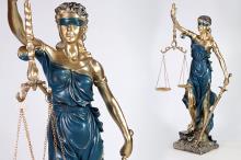 FIGURA DIOSA JUSTICIA COLOR DORADO Y AZUL 70 CM RESINA