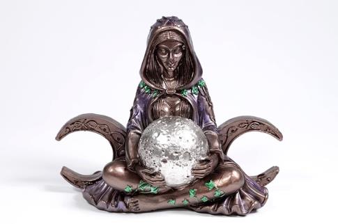 DIOSAS | FIGURA DIOSA TRIPLE LUNA VESTIDO TONOS LILAS 12X15 CM.