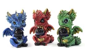 FIGURAS DRAGONES | FIGURA DRAGONCITO CON BOLA BRILLANTE (COLORES SURTIDOS) 8,9CM