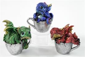 FIGURAS DRAGONES | FIGURA DRAGONCITO METIDO DENTRO DE TACITA (COLORES SURTIDOS) 9,8CM