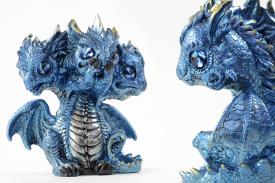 FIGURAS DRAGONES | FIGURA DRAGONCITO TRES CABEZAS COLOR AZUL 14,5CM