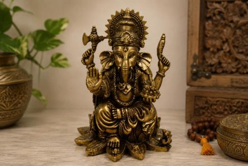 COMODIN | FIGURA GANESHA IMITACION BRONCE 17X10CM.