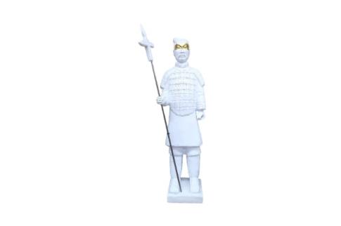 FIGURAS DIOSES, BUDAS Y MONJES | FIGURA GUERRERO SAMURAI BLANCO RESINA 15X10X44 CM.