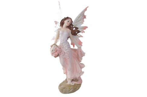 COMODIN | FIGURA HADA COLOR ROSA CON VESTIDO AL VIENTO 30CM