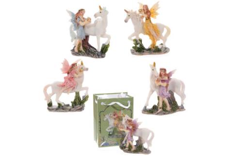 COMODIN | FIGURA HADA FLORAL Y UNICORNIO EN BOLSITA REGALO 6X7 CM.