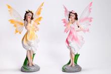 FIGURA HADA PENSATIVA CON CORONA DE FLORES (COLORES SURTIDOS) 22CM