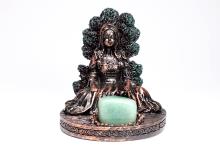 FIGURA MADRE TIERRA SENTADA BASE ESPECIAL PARA BOLA DE CRISTAL O MINERAL 13X11 CM.