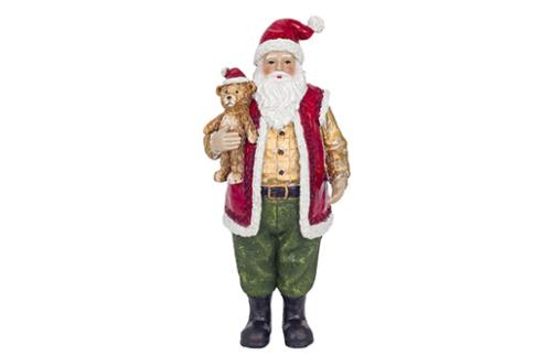 COMODIN | FIGURA PAPA NOEL ABRAZANDO OSITO 12 x 9 x 27 cm