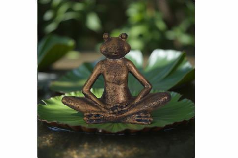 FIGURAS VARIAS | FIGURA RANA POSTURA YOGA COLOR ENVEJECIDO RESINA 17''5X5''5X12 CM.