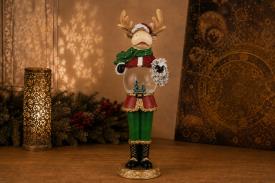 FIGURAS DE NAVIDAD | FIGURA RENO NAVIDE�O CON TRONCO DE BOLA DE CRISTAL CON LUZ 50 X 13 CM.