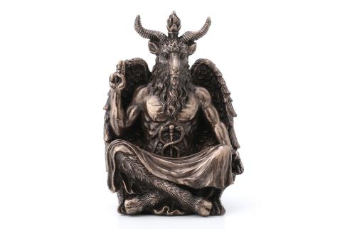 SANTOS Y ARCANGELES | FIGURA RESINA BAPHOMET ESTATUA MEDITACIN SENTADA 13X8.5X7CM