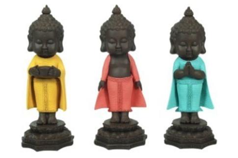 FIGURAS DIOSES, BUDAS Y MONJES | FIGURA RESINA BUDA EN PIE MEDITANDO 20 X 7.5 X 7.5 CM.