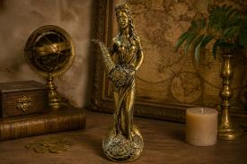 Novedades | FIGURA RESINA DIOSA FORTUNA COLOR DORADO 45X13CM.
