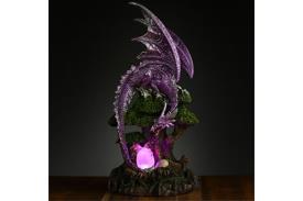 FIGURAS DRAGONES | FIGURA RESINA DRAGON CON LUZ LED LEYENDA OSCURA. MADRE DE DRAGON Y ARBOL DE LA VIDA 14.5 X 31 CM.