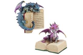 FIGURAS DRAGONES | FIGURA RESINA DRAGON LEYENDO LIBRO 15X15X12CM