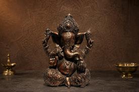 BUDAS Y GANESHAS | FIGURA RESINA GANESHA IMITACION BRONCE 31X27CM.