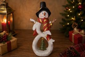 FIGURAS DE NAVIDAD | FIGURA RESINA HOMBRE DE NIEVE EN FORMA DE INFINITO CON ESTRELLA NAVIDE�A 36 X 16 CM.