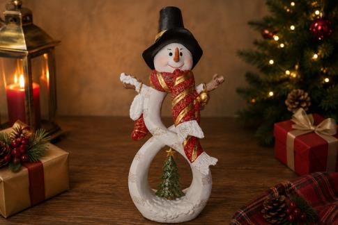 FIGURAS DE NAVIDAD | FIGURA RESINA HOMBRE DE NIEVE EN FORMA DE INFINITO CON ESTRELLA NAVIDE�A 36 X 16 CM.
