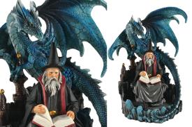 HADAS, BRUJAS Y FANTAS�A | FIGURA RESINA MAGO CON DRAGON 18x14x25,50CM