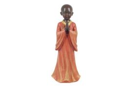 FIGURAS DIOSES, BUDAS Y MONJES | FIGURA RESINA NIO MONJE DE PIE MEDITANDO 29 X 11.5 X 9.5 CM.