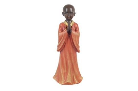 FIGURAS DIOSES, BUDAS Y MONJES | FIGURA RESINA NIO MONJE DE PIE MEDITANDO 29 X 11.5 X 9.5 CM.