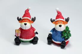 HADAS, BRUJAS Y FANTASA | FIGURA RESINA RENO NAVIDEO CON GORRITO Y JERSEY (MODELOS SURTIDOS) 13X9X7,5CM