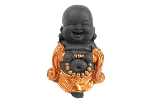 COMODIN | FIGURA RESINA SHAOLIN NARANJA BRILLO 8.4 X 5.9 X 10.2 CM.