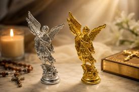 SANTOS Y ARCANGELES | FIGURA SAN MIGUEL ARCANGEL 8 X 4 CM. PLATEADO O DORADO
