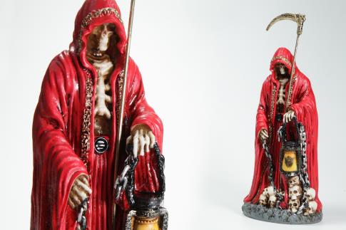 SANTOS Y ARCANGELES | FIGURA SANTA MUERTE COLOR ROJO 26 CM RESINA