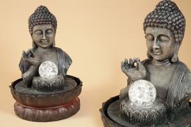 FUENTES FENG SHUI | FUENTE BUDA MONJE MEDITANDO C/BOLA. 20X29CM