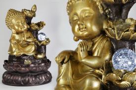 FUENTES | FUENTE BUDA NIO CON SALTOS DE AGUA CON LUZ LED 54 CM