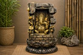 FUENTES | FUENTE GANESHA DENTRO DE CUEVA CON HILOS DE AGUA DELANTEROS 53X34X27CM.
