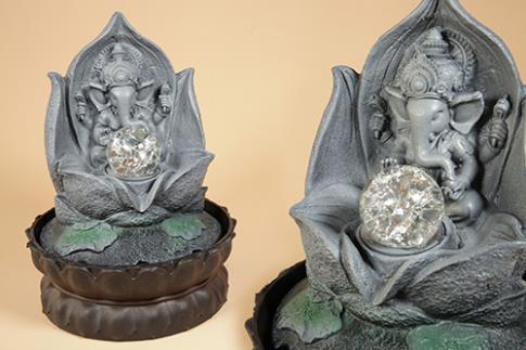 FUENTES FENG SHUI | FUENTE RESINA GANESHA C/BOLA 20X28CM