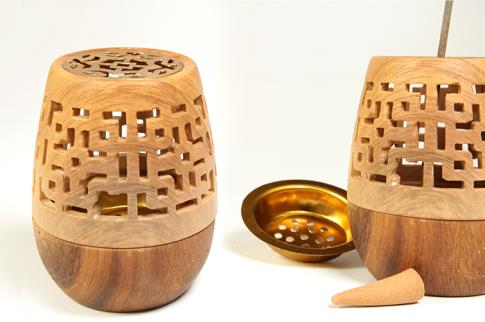 PORTAINCIENSOS | INCENSARIO BASE OVAL COLOR MADERA 9,5X7,5CM