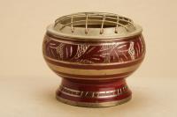 INCENSARIO BOL GRABADO COLOR ROJO 6X6 CMS