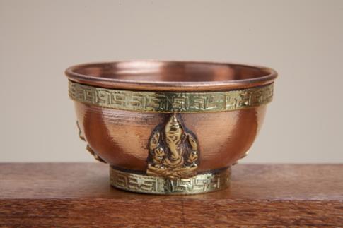 PORTAINCIENSOS | INCENSARIO CUENCO COBRE CON GANESHA 7 CM