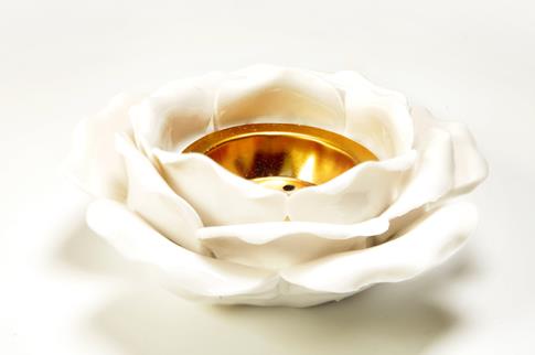 PORTAINCIENSOS | INCENSARIO FLOR COLOR BLANCO 11X3CM