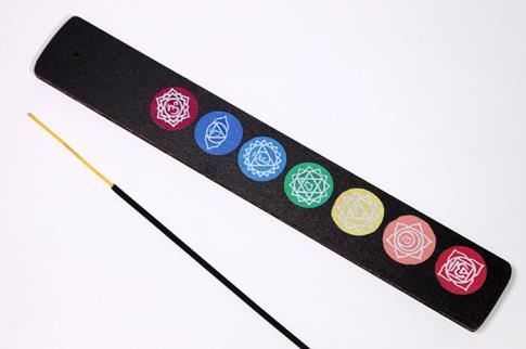 PENDULOS Y VARILLAS RADIESTESIA | INCENSARIO GONDOLA 7 CHAKRAS MADERA 25,5 X 4 CM