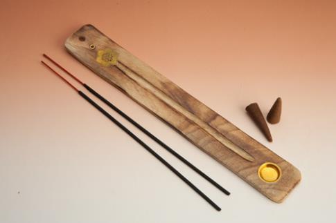 COMODIN | INCENSARIO GONDOLA MADERA DECORACION FLOR 25CMS