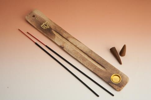COMODIN | INCENSARIO GONDOLA MADERA DECORACION FLOR DE LOTO 25CMS