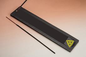 PORTAINCIENSOS | INCENSARIO GONDOLA MADERA NEGRA SIMBOLO EMBRUJADAS 25.5 X 7.62 CMS