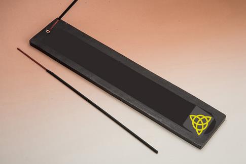 PORTAINCIENSOS | INCENSARIO GONDOLA MADERA NEGRA SIMBOLO EMBRUJADAS 25.5 X 7.62 CMS