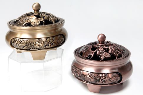 PORTAINCIENSOS | INCENSARIO REDONDO CON TAPA BUCLES 8X7CM