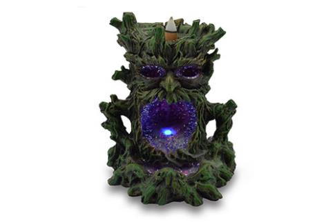 COMODIN | INCENSARIO REFLUJO ARBOL VERDE CON LUZ LED 13.5X12X15.5CM