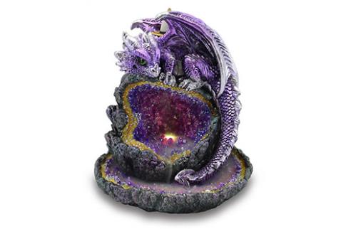 COMODIN | INCENSARIO REFLUJO DRAGON MORADO CON LUZ LED 13.5X12X15.5CM