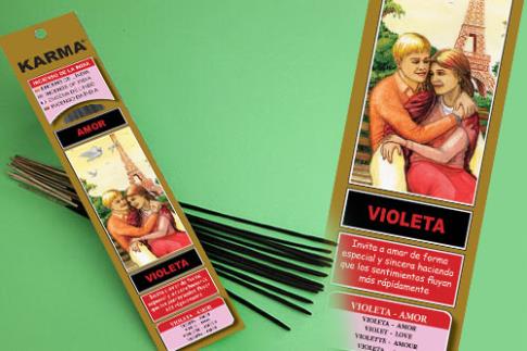 INCIENSOS KARMA ESOTERICOS 16 VAR. (26 GRM) DUR.60 | INCIENSO AMOR (VIOLETA) KARMA 16 VARILLAS 26 G.