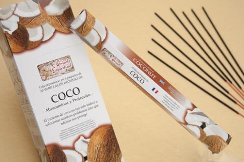 INCIENSOS HEXAGON. NATURALES 20 VAR.(26 G) DUR.45" | INCIENSO COCO (ABRECAMINOS Y PROTECCION) HEXAGONAL 20 VARILLAS 26 G.