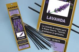INCIENSOS KARMA NATURALES 16 VAR. (26 GRM) DUR.60" | INCIENSO LAVANDA (SUERTE) KARMA 16 VARILLAS 26 G.