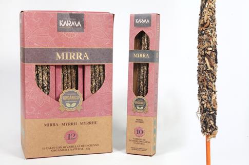 INCIENSOS ORGNICOS | INCIENSO ORGANICO DE MIRRA (25 GRAMOS - 10 STICKS)